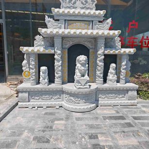 宁德芝麻白中国黑石材套墓 花岗岩墓碑